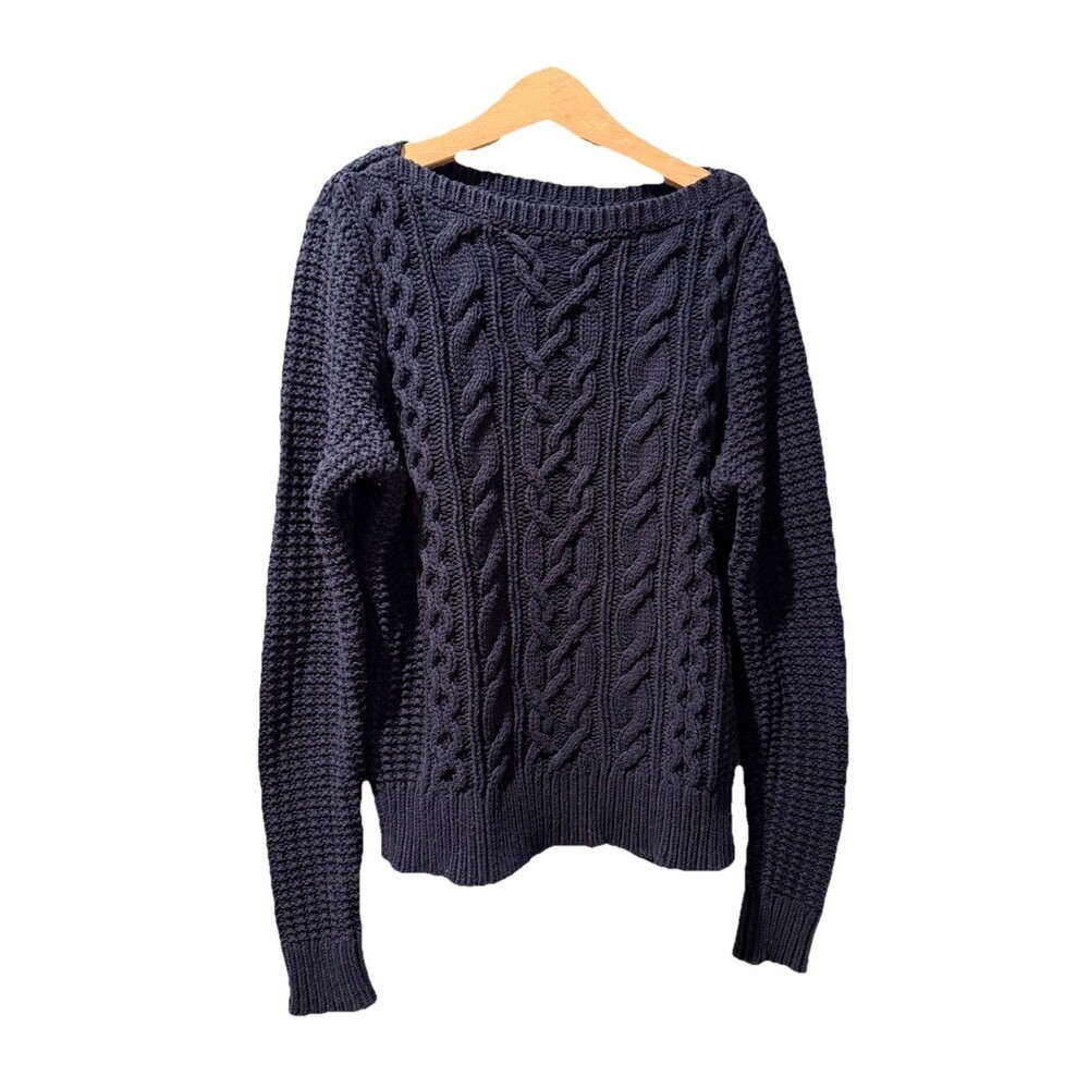 Lauren Ralph Lauren Cable Knit Sweater  Navy Petite Size XS Boatneck